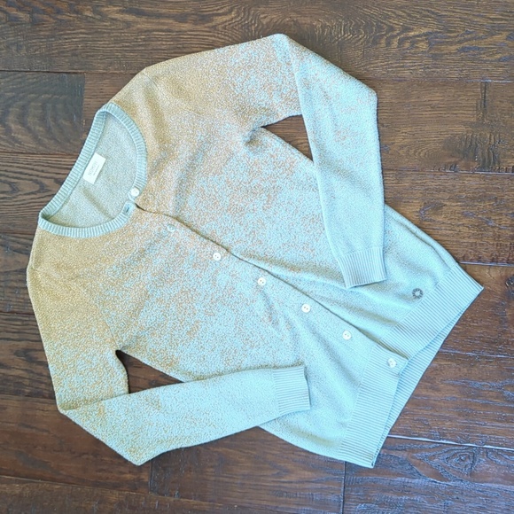 ANTHRO I Light Blue & Ombre Metallic Knit Details Cardigan Sweater by NUMPH, XS - Picture 2 of 14